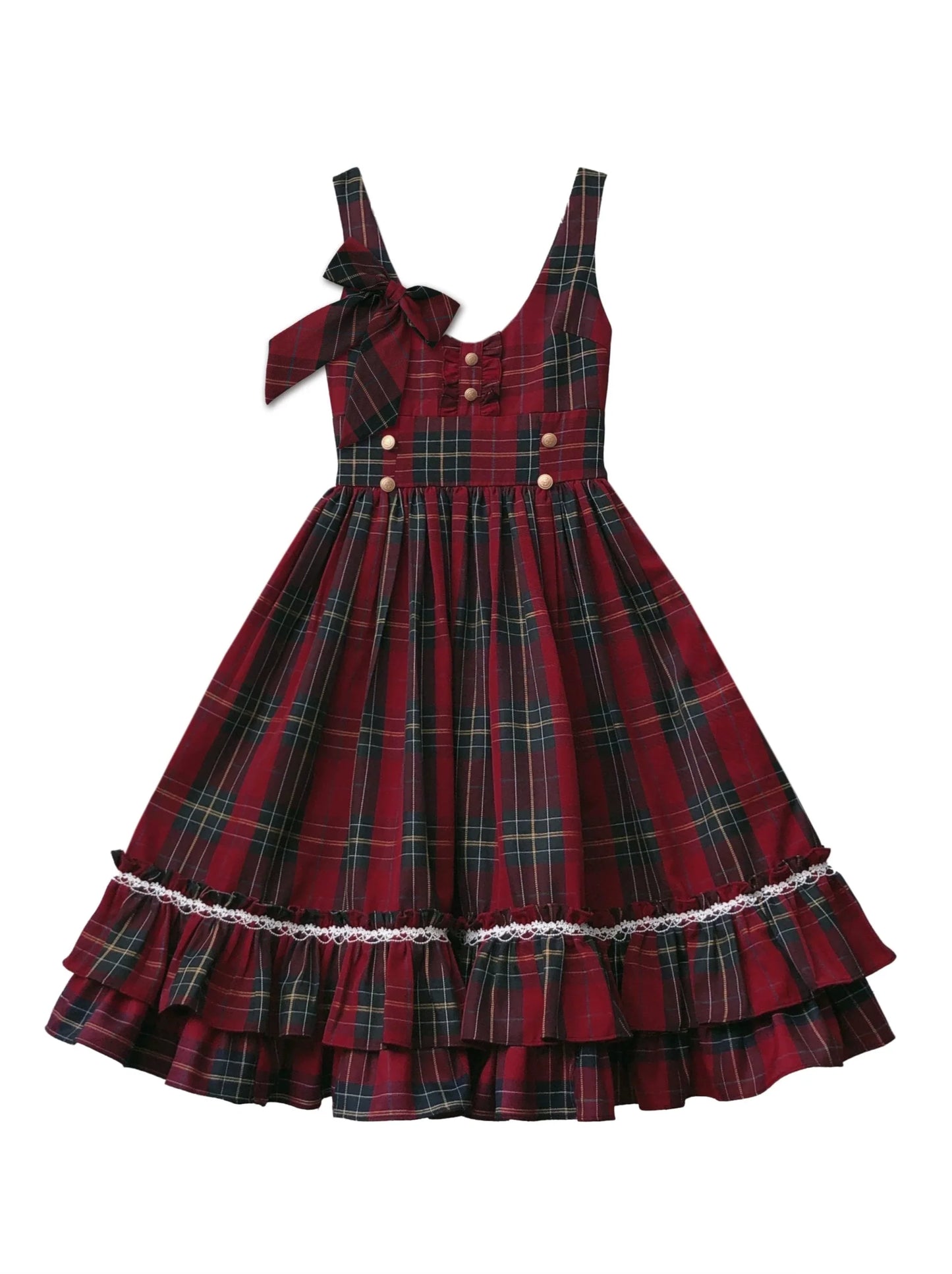 Shirt Little Red Tiered Pleated Dress Scarf Head Riding Ribbon Coat Hood Check Collar Cape