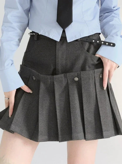 Pleated Wool Skirt College