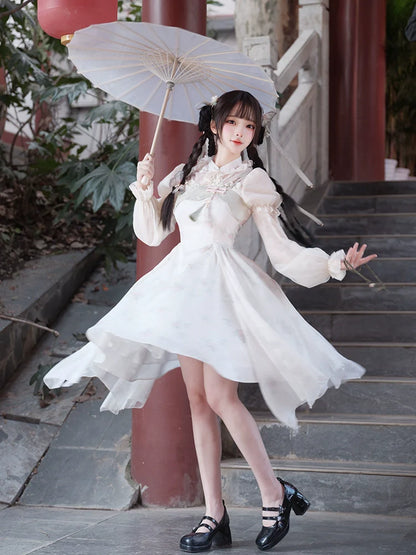 Kleid China Print Bambus Vorbestellung Blumen Blumen Hosenträger