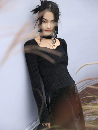 Halter Neck Sweater Choker Knit