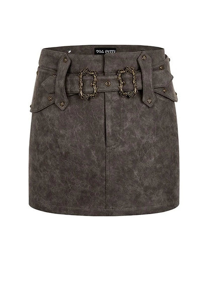 モードオークルのアシンメトリーベルトスカート