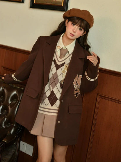 Brown Style Wool American College Maillard Jacket