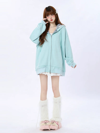 Hoodie Zip Check Casual Jacket Sports Sweat