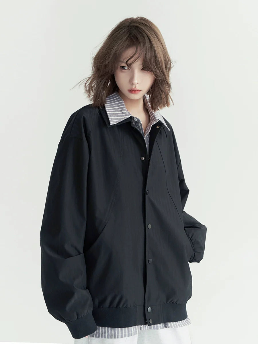 無地ラペルカジュアルシャツ