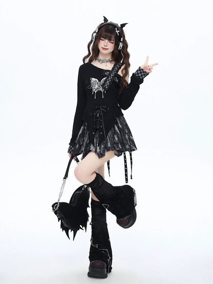 Dunkle Oberteile mit Schmetterlingsschnürung