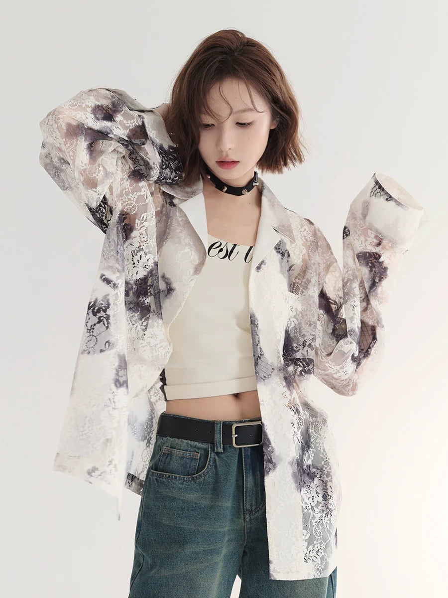 Shirt Sheer Tie-dye Dark