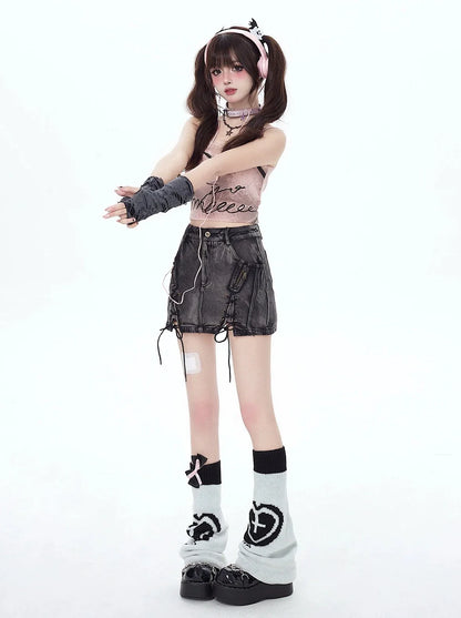 Nischen-Retro-Rock-Design, taillenhoher Denim