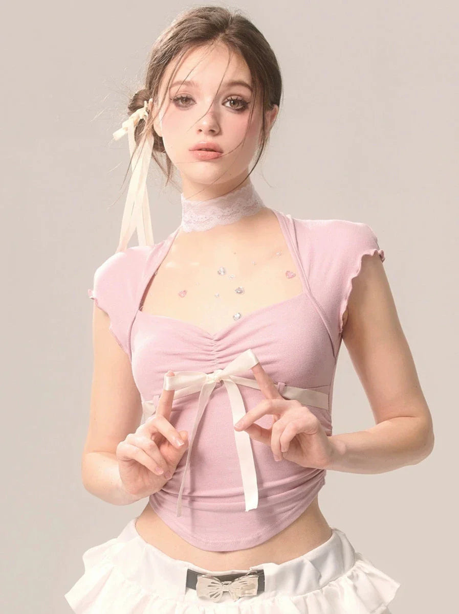Top Strap Ruffle Romantic Ribbon