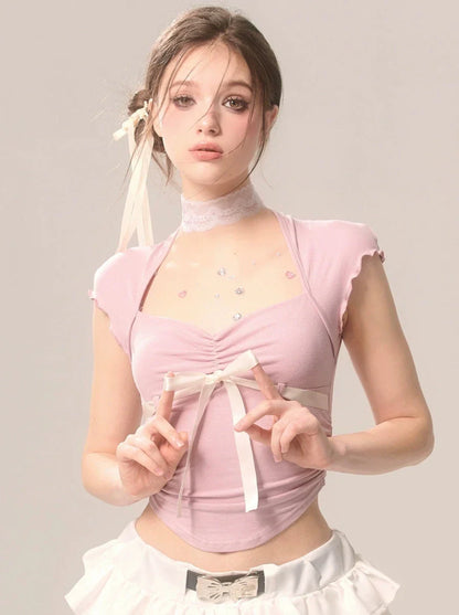 Top Strap Ruffle Romantic Ribbon