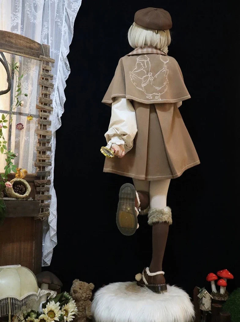 レトロな探偵ウールマントジャケット