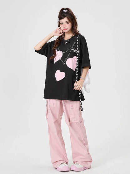 オーバーサイズTシャツ ルーズチェーンラブ