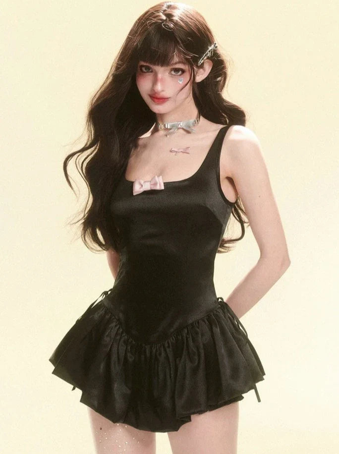 リボンサスペンダードレス リトルスカート