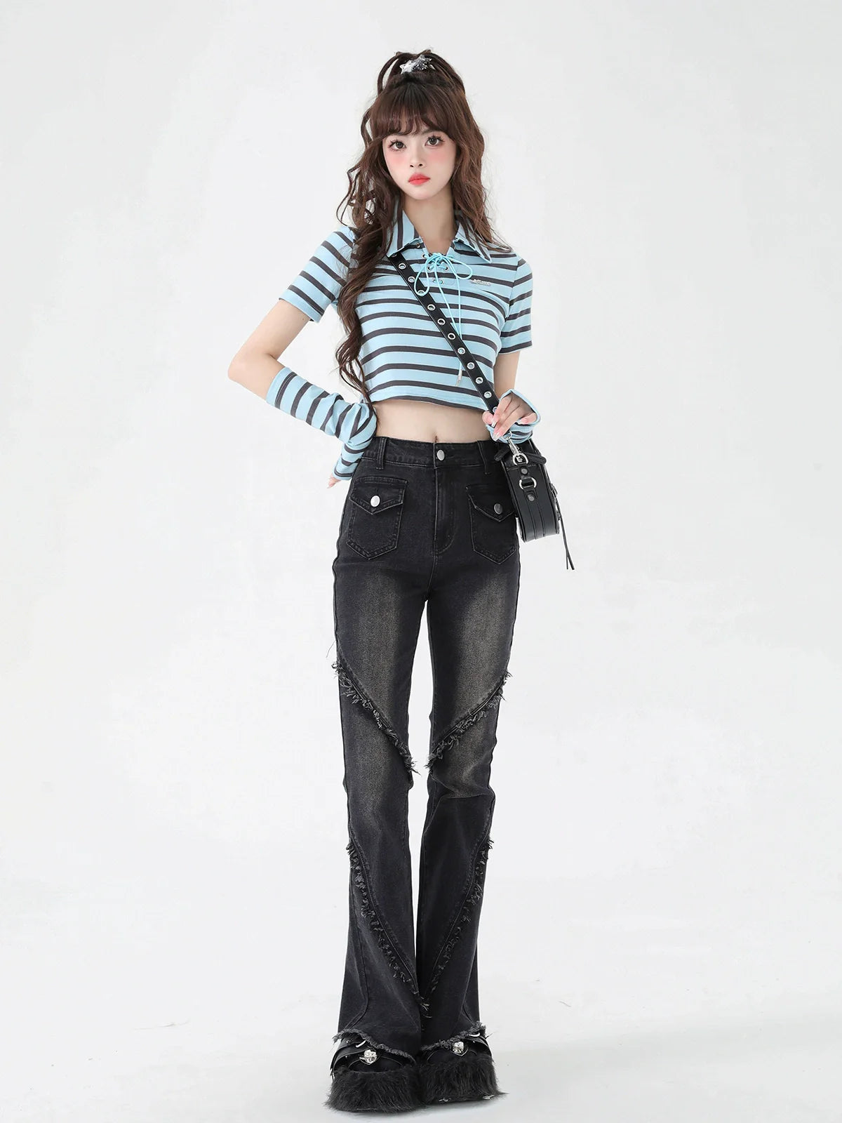 American Retro Damaged Pants Flared