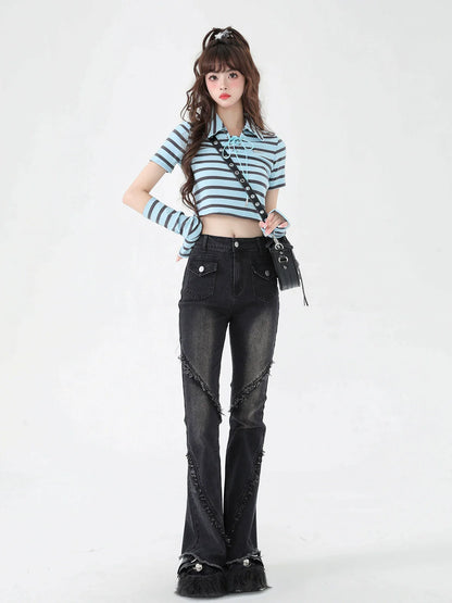 American Retro Damaged Pants Flared