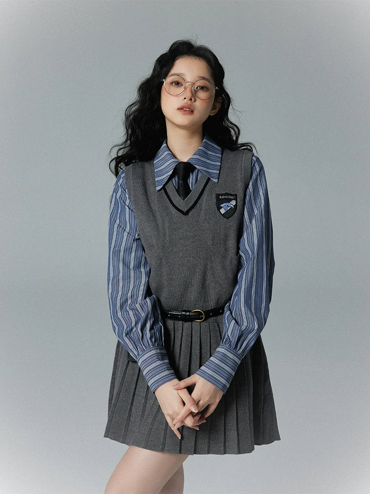 Pleated Sleeveless Knit Dress College