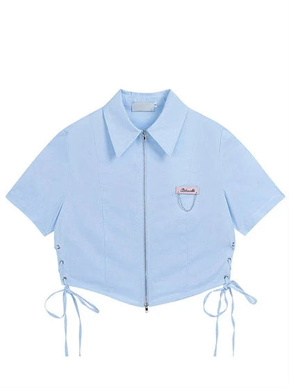 シャツ付きショートパンツ ダブルジップストラップ