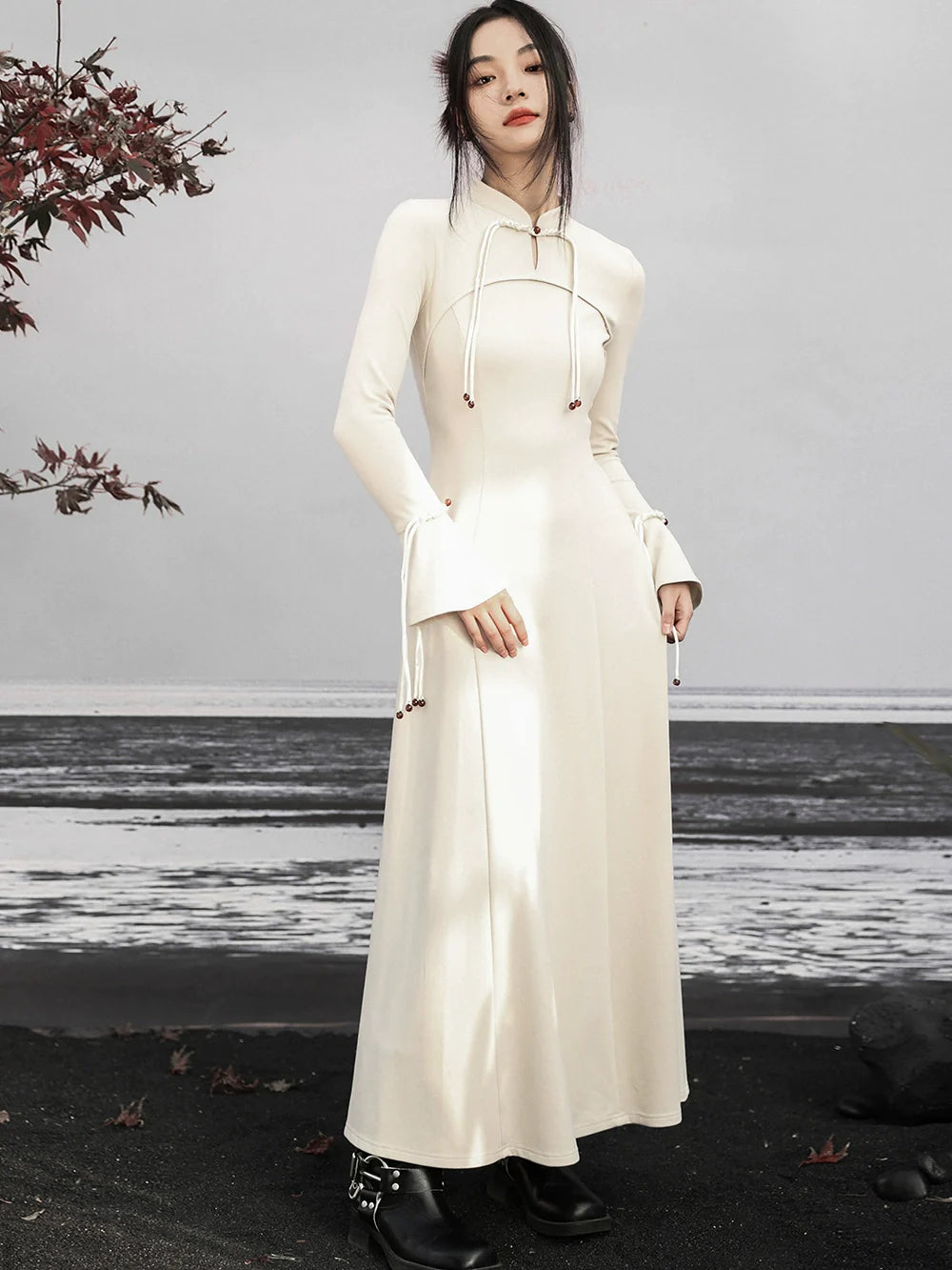 China Dress Niche Buckle White