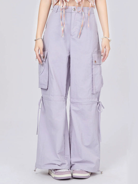 Drawstring Pants Strap Loose Cargo