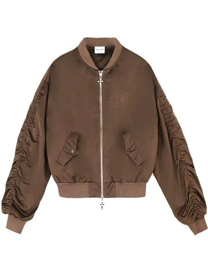 ジャケットロゴシャーリングポケットスカート+プリーツ