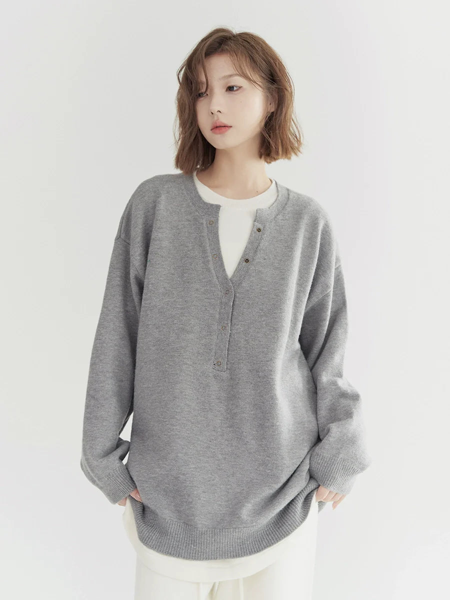 Button Loose Faux Piece Tops Two