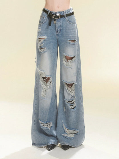 Lange Hose Denim Damaged Wide