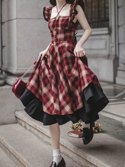 Layered + Ruffle Check Shirt Retro Ribbon Elegant + Shoulder Dress Suit Ruffle Black Sleeve Accessories