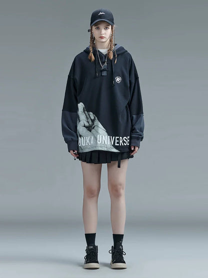 Zweiteiliger Kapuzenpullover mit Kontraststich