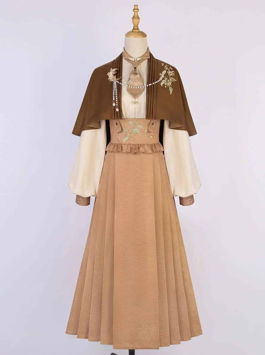 Skirt High-waisted Blouse China Cape + Pleated Retro