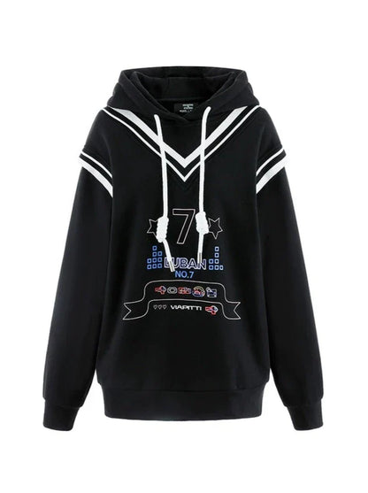 セブンロゴ モード スウェットシャツ フード付きパーカー