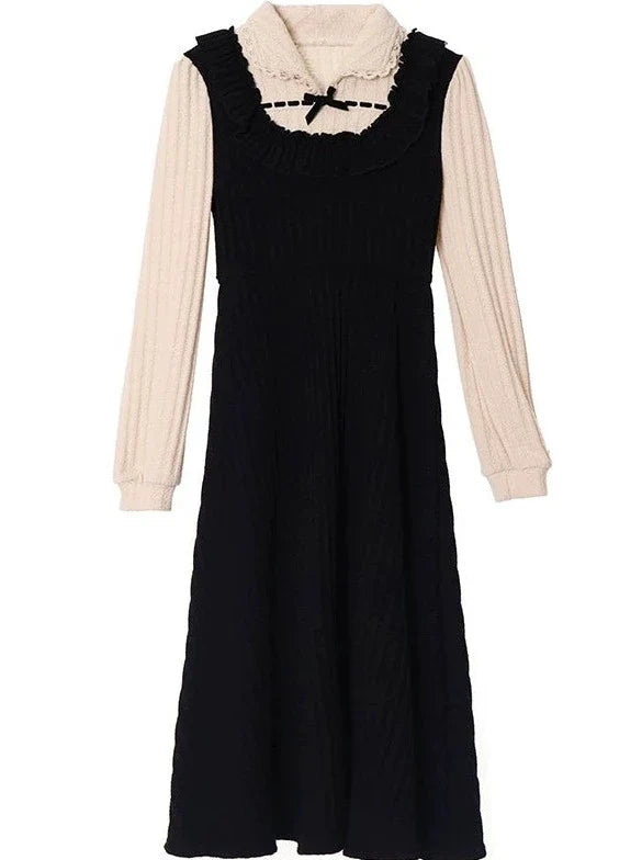 Kleid Französisch Stück Girly Faux Zwei Retro