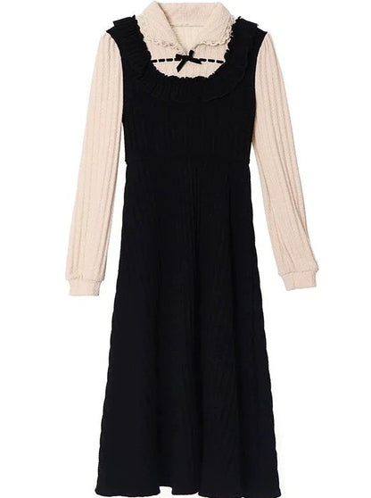 Kleid Französisch Stück Girly Faux Zwei Retro