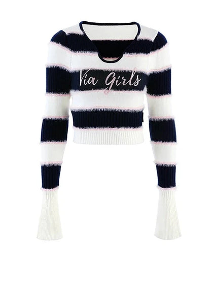 Slim Fit Border Logo Knit