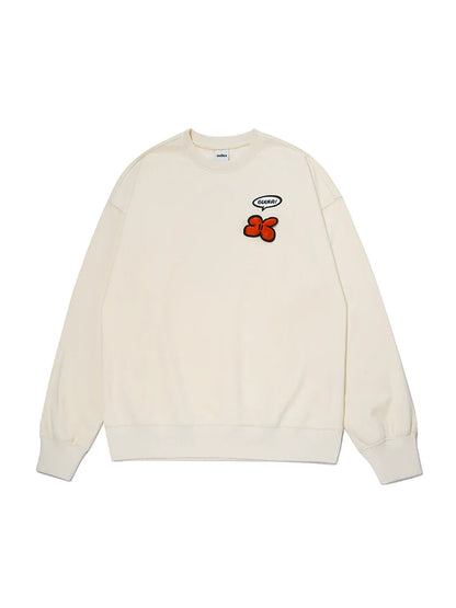 Neck Side Design Round Cream Sweatshirt Yellow + Pants