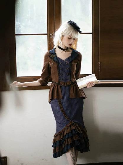 Setup Steampunk Lolita Print Fishtail Embroidery