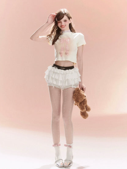 Design Süßes kurzes Top mit Schleife