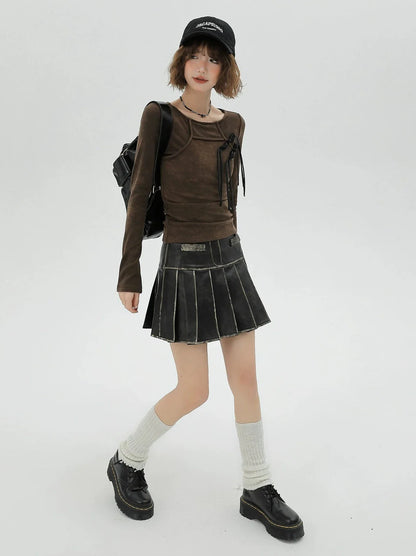 ニットスリムチャイナレトロトップタッセル