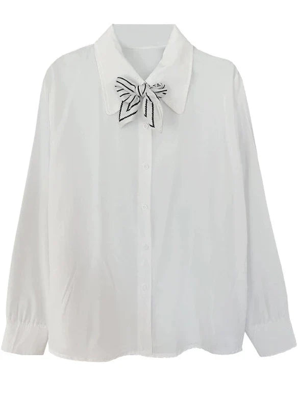 Schal + Revers Langes Hemd Rock Plissee