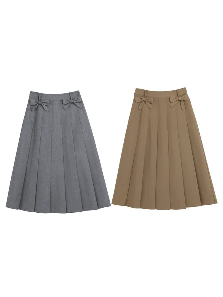 Ribbon Skirt Preppy Style Pleated Retro