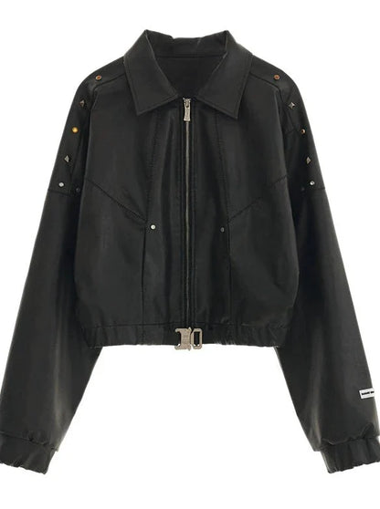 Damaged Mode Lederjacke + Mittellanger Rock + Ledermantel mit Taillengürtel