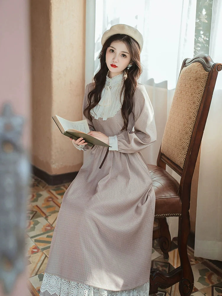 レトロ ロング ガーリー ドレス