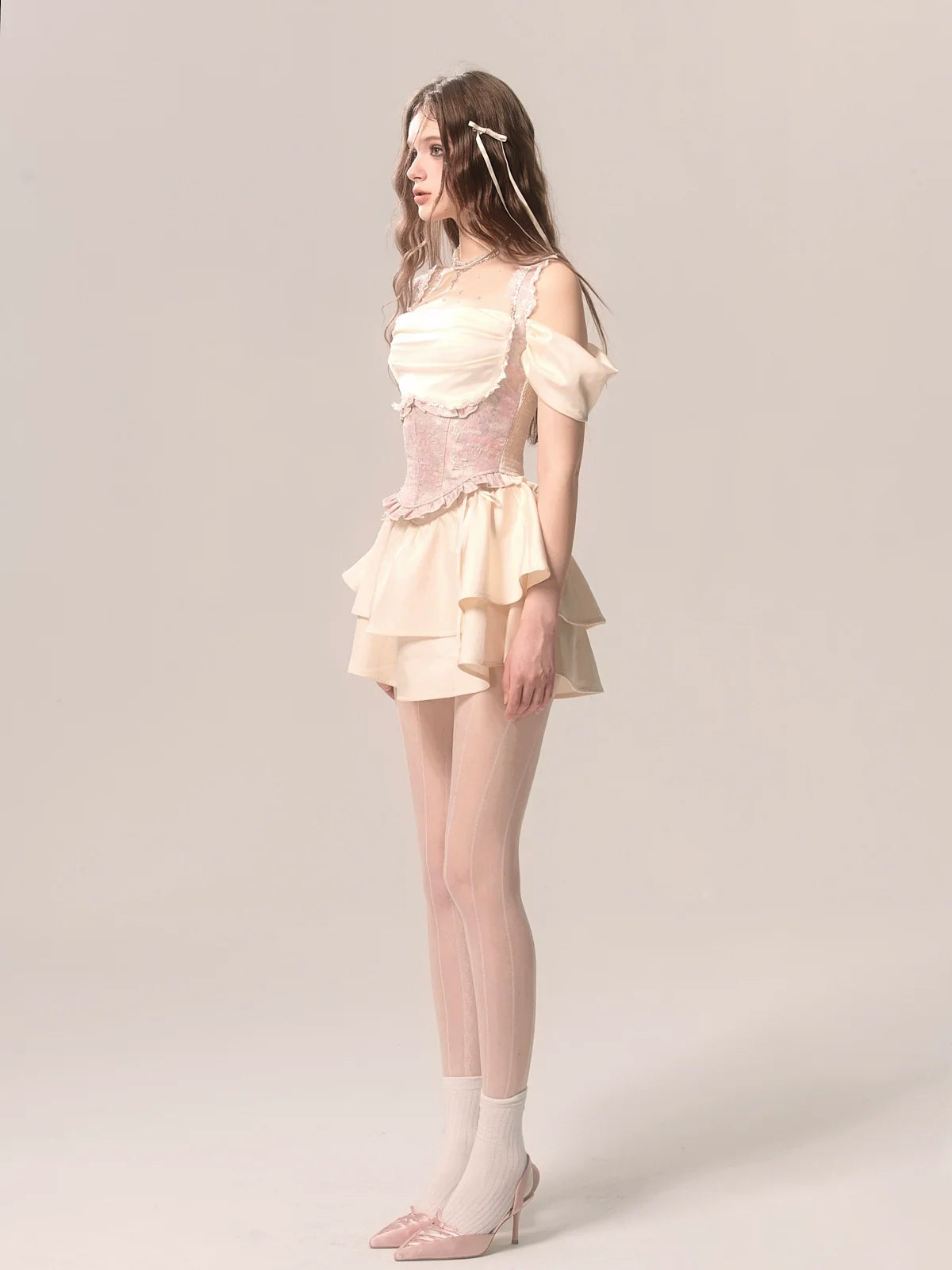 サスペンダースカート ニッチケーキ ロマンティックレーストップ フレンチ