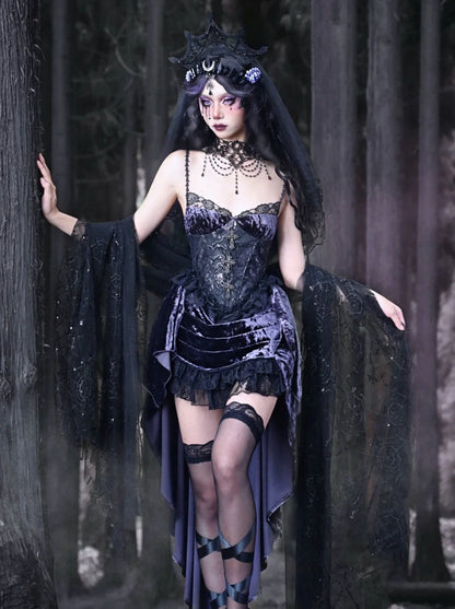 ゴシックレース ルナ サスペンダードレス トレーリングベルベット