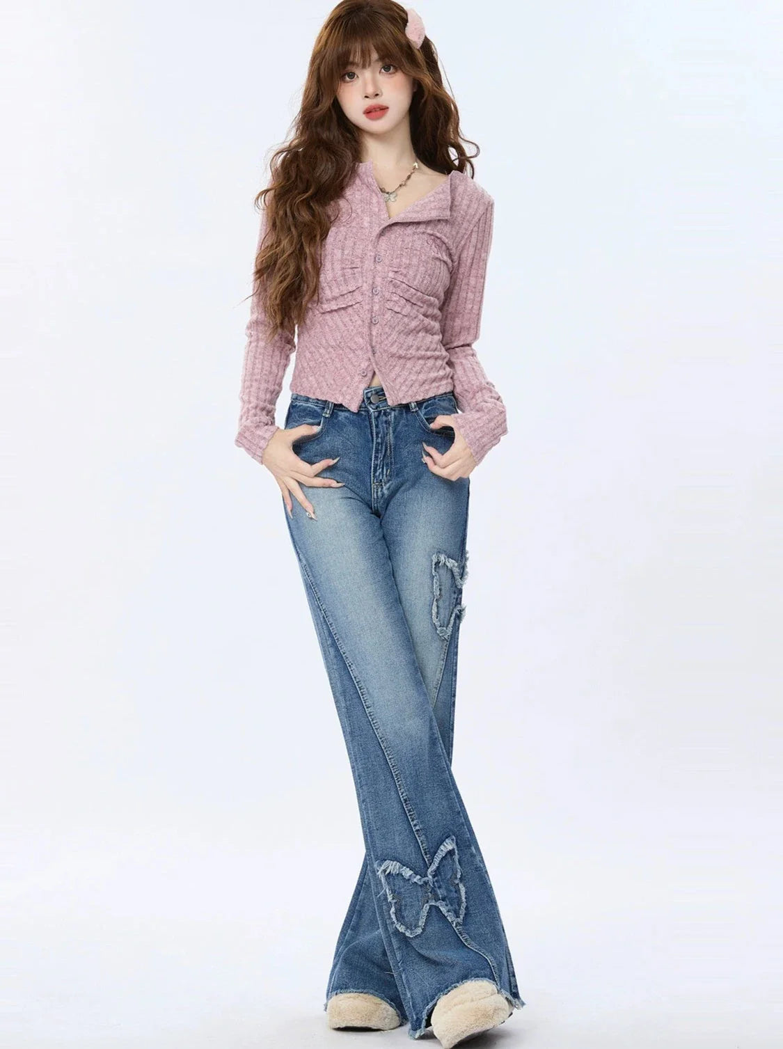 ボタンダスティカーディガン