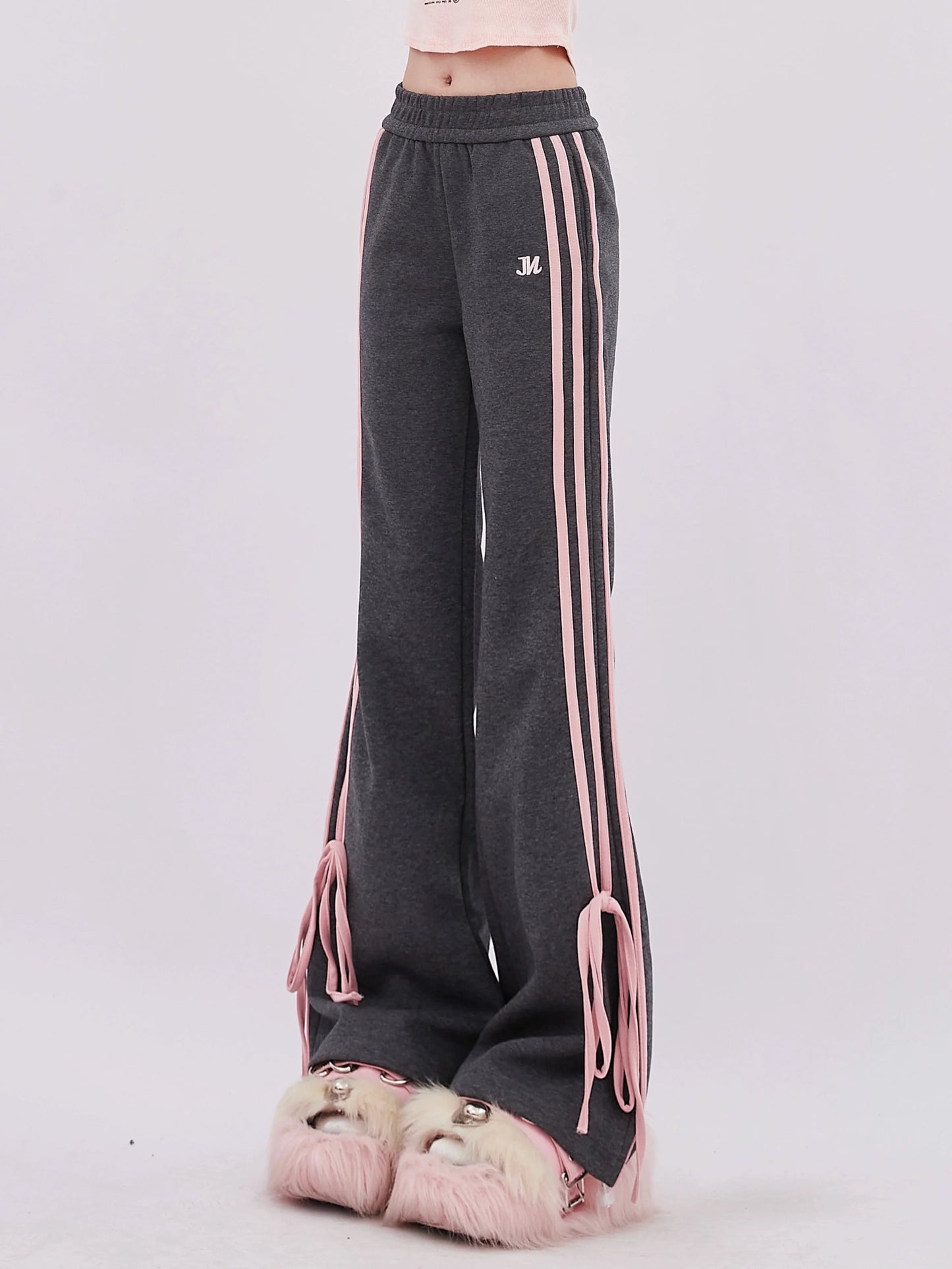 Flared Pants Stripe Casual Side