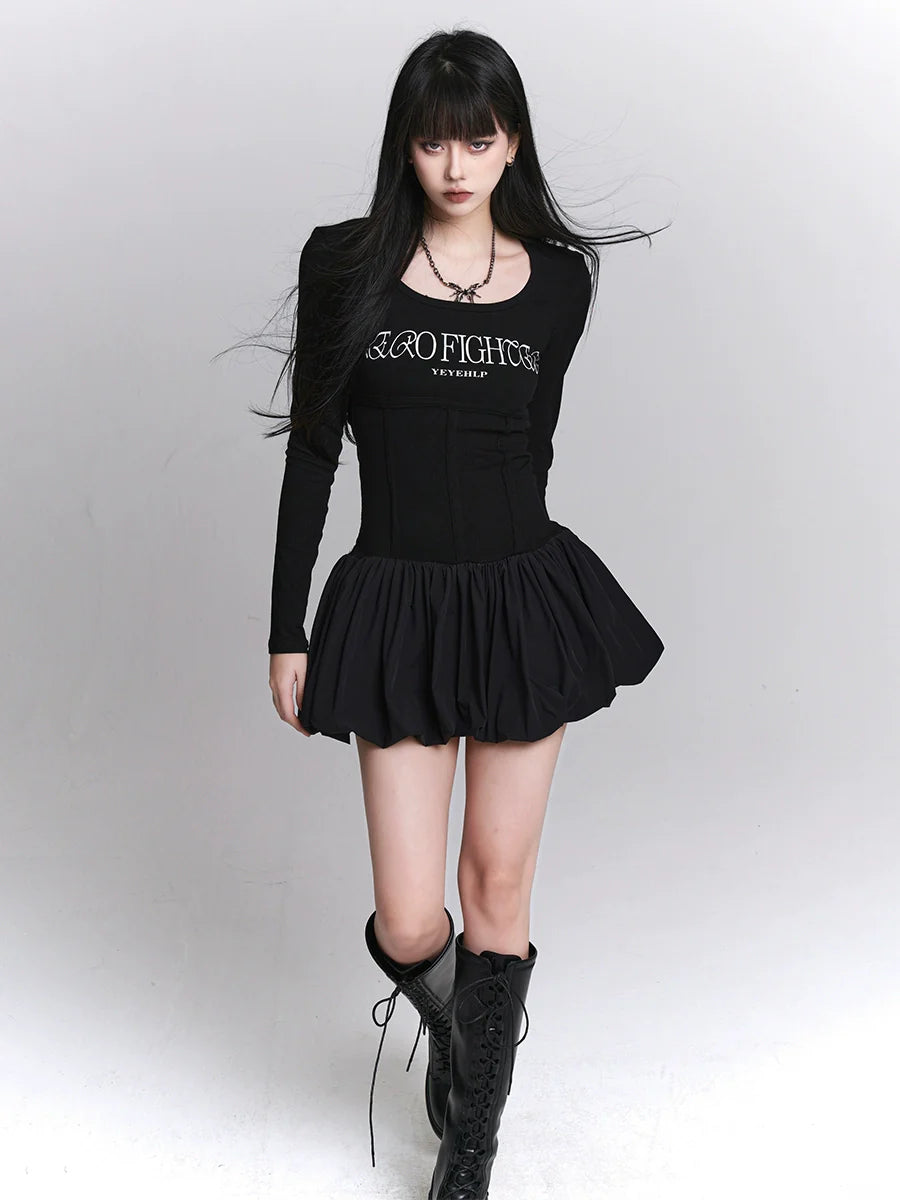 Robe Letter Girl Petit Fantôme Noir