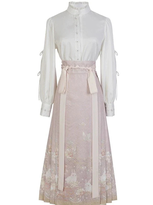 Bluse Sweet Neck Ruffle + Rabbit China Rock