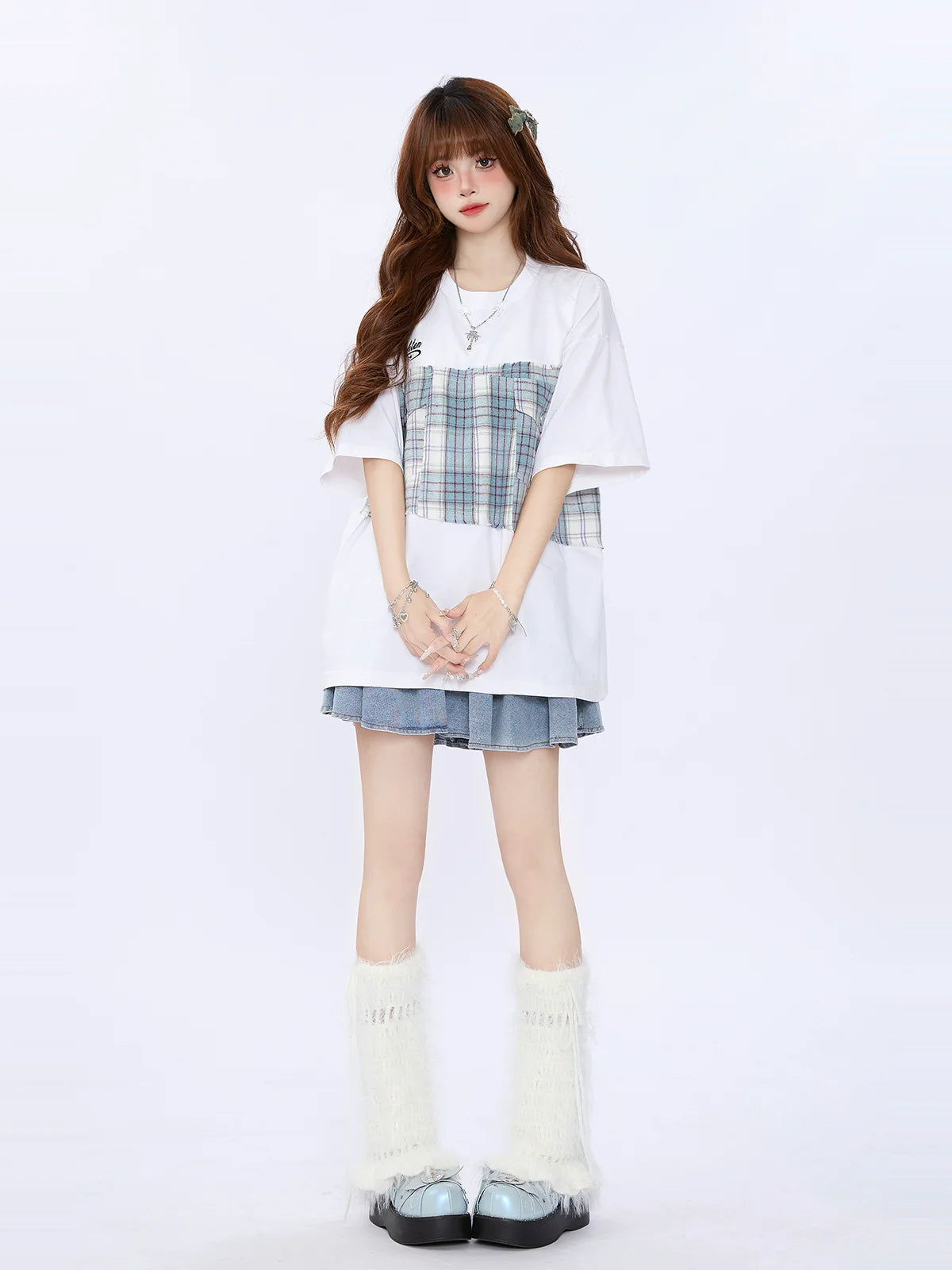 ゆったりTシャツ オーバーサイズ チェック