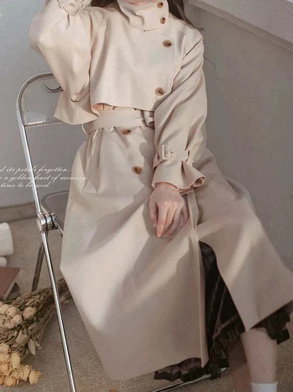 Hoher Mantel Britischer Retro-End-Trenchcoat-Stil Cape