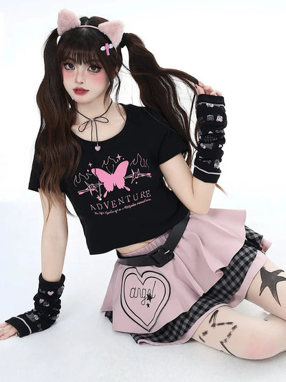 バタフライドリームTシャツ ショートスリムリボンバック