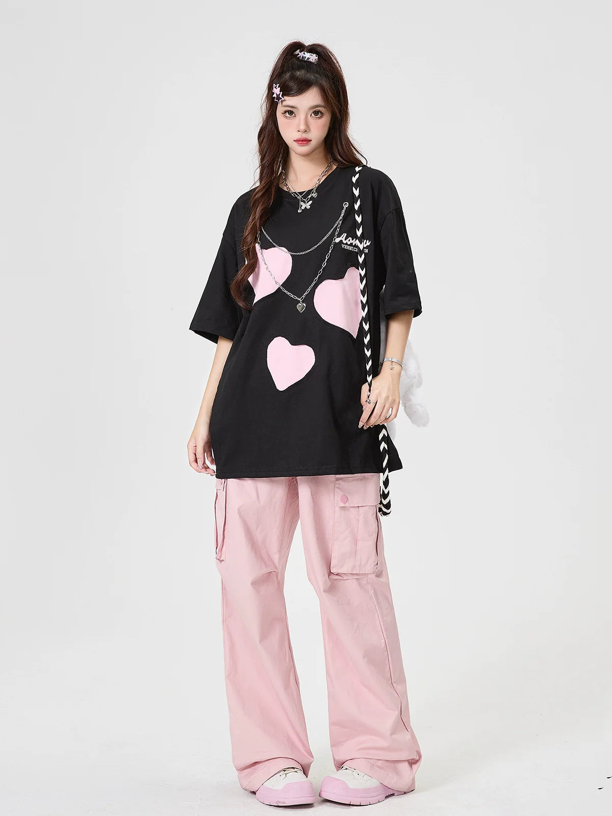 オーバーサイズTシャツ ルーズチェーンラブ